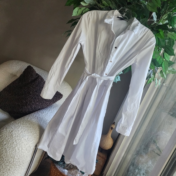 A LINE DRESS SUBTLE PLEATS POCKETS SIZE 2 BOSTON PROPER WHITE c - Picture 2 of 12